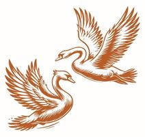 Swan Flying Silhouette Design, isolated in white background vector