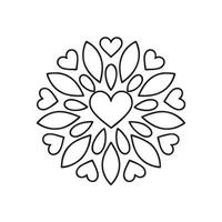 Heart Mandala Coloring Page with Symmetrical Petal and Heart Motif Design vector