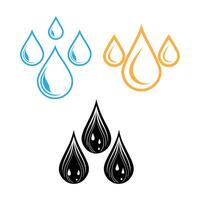 Three Different Depictions of Water Droplets in Various Colors. vector