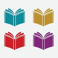 Four Open Books in Vibrant Colors Against a Light Background. vector