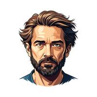 Portrait of a Serious Man with a Distinctive Style. vector