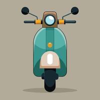 Retro Teal Scooter Illustration Against a Neutral Background. vector