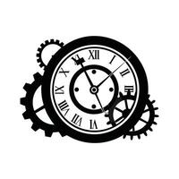 Steampunk Clock with Interlocking Gears Design. vector