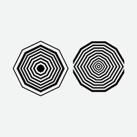 Abstract black and white geometric shapes with concentric octagons. vector