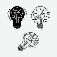 Digital Innovation Lightbulb Icons. vector
