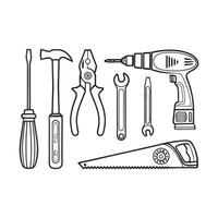 Set of Hand Tools for DIY Projects. vector
