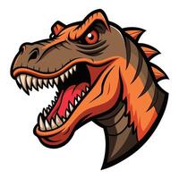 Cartoon Head of a Tyrannosaurus Rex with Sharp Teeth Isolated on White vector