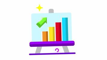 Animated Made in uk a whiteboard flat with a bar graph and an arrow pointing up. video