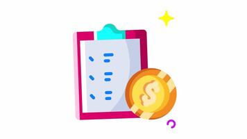 Animated Made in the uk a checklist flat with a dollar coin for your success. video
