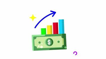 Animated Made in uk a bill flat with a chart and an arrow pointing up. video