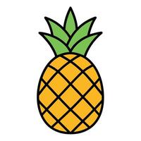 Stylized pineapple with green leafy top and grid pattern on a white background vector