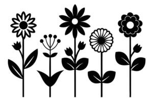 Black and White Flower Line Art Minimalist Floral Design for Crafts and Prints vector