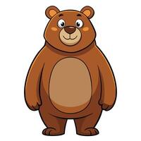 Cartoon Illustration of a Standing Brown Bear with Cheerful Expression and Simple Design vector