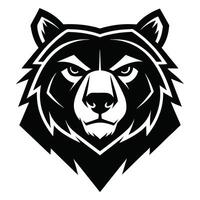 Monochrome Grizzly Bear Head Illustration with Sharp Lines and Furry Texture vector