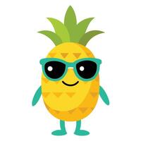 Cartoon Pineapple Character with Sunglasses, Summer Fruit Mascot Isolated on White Background vector