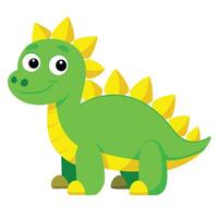 Cartoon Stegosaurus with Big Eyes, Green Body, and Yellow Plates Illustration vector