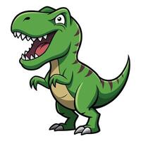 Cartoon Tyrannosaurus Rex with Sharp Teeth and an Angry Expression on a White Background vector