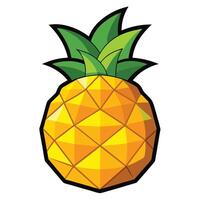 Stylized Pineapple Illustration with Geometric Yellow Pattern and Green Leaves Against White Background vector