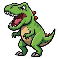 Roaring Cartoon Tyrannosaurus Rex Illustration with Sharp Teeth and Red Spikes on White vector