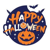 Whimsical Halloween Illustration Featuring Bats, Stars, and Pumpkins Wishing Everyone a Happy Holiday vector