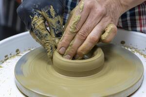 Pottery Class in Session Shaping Clay into Functional Art photo