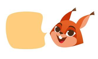 The animal's head is a red squirrel. The squirrel character is a forest animal - a wild mammal with a dialog box. vector