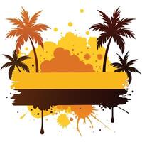 Palm Trees with Golden and Brown Grunge Background and Striped Text Area vector