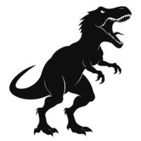 Silhouette Illustration of a Roaring Tyrannosaurus Rex with Sharp Teeth and Claws on White vector