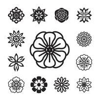 Set black outline flower icon. Outline EPS. vector