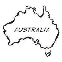 Black outline map of Australia vector
