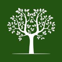 Shape of White Tree and Green Background. EPS Illustration. vector