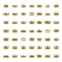 Set of golden crowns and icons vector