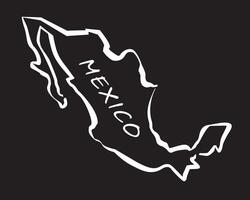White outline map of Mexico. vector
