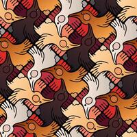 Gradient Chicken Mosaic Seamless Pattern in Escher Style vector