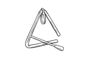 drawing illustration of a triangle bell with carving technique vector