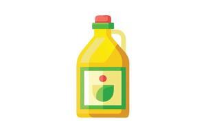 Stylized Bottle of Yellow Liquid with Handle and Leaf Design, Red Lid vector
