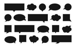 Blank Speech bubble, comic sticker, chat box and empty social media message balloon silhouette. Communication network symbol in flat style. Information, idea, quote or fun dialogue frame vector