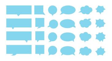 Speech bubbles flat style set. Empty Text, chatting, message box. Blank cloud. Simple comic balloon design vector