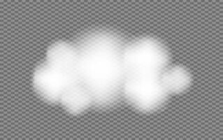 Realistic white fluffy Clouds set. Cloudy weather in 3d style. Soft blur effect. Overlay sky element for banner vector