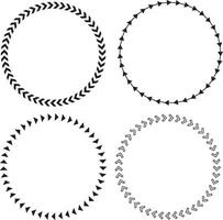 Set of four circular frames with arrow and chevron borders vector