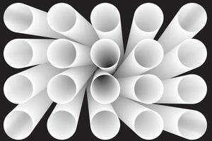 A group of white tubes arranged in a radial pattern vector