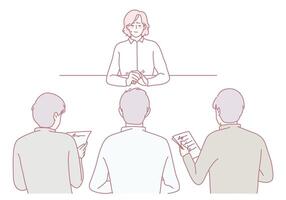 A Business Meeting with Multiple Participants Engaged in Discussion and Idea Exchange vector