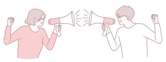 Conflict Communication Voices Raised in Argument, showcasing the dynamics of confrontation vector