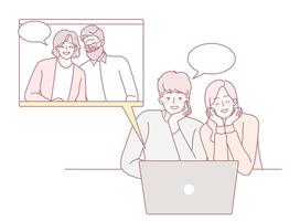 Establishing a Virtual Connection Between Friends Within a Modern Workspace Setting vector