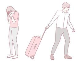 Emotional Departure A Scene of Profound Sadness and Moving On from Relationships and Memories vector