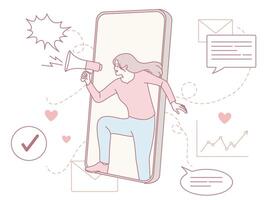 Engaging and effective Social Media Communication with the power of a Megaphone vector