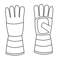 Black outline illustration of a pair of work gloves with protective padding vector