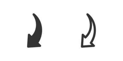 Curved down left arrow icon set. Suitable for navigation, user interface elements, and data flow indicators. Symbol of undo, previous, and diagonal direction. vector