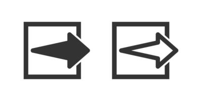 Straight right out box arrow icon set. Suitable for sharing options, external links, and moving data outwards. Symbol of share, external, and exit. vector
