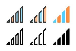 Icon set for signal bar. Ideal for network apps or connectivity indicators. vector